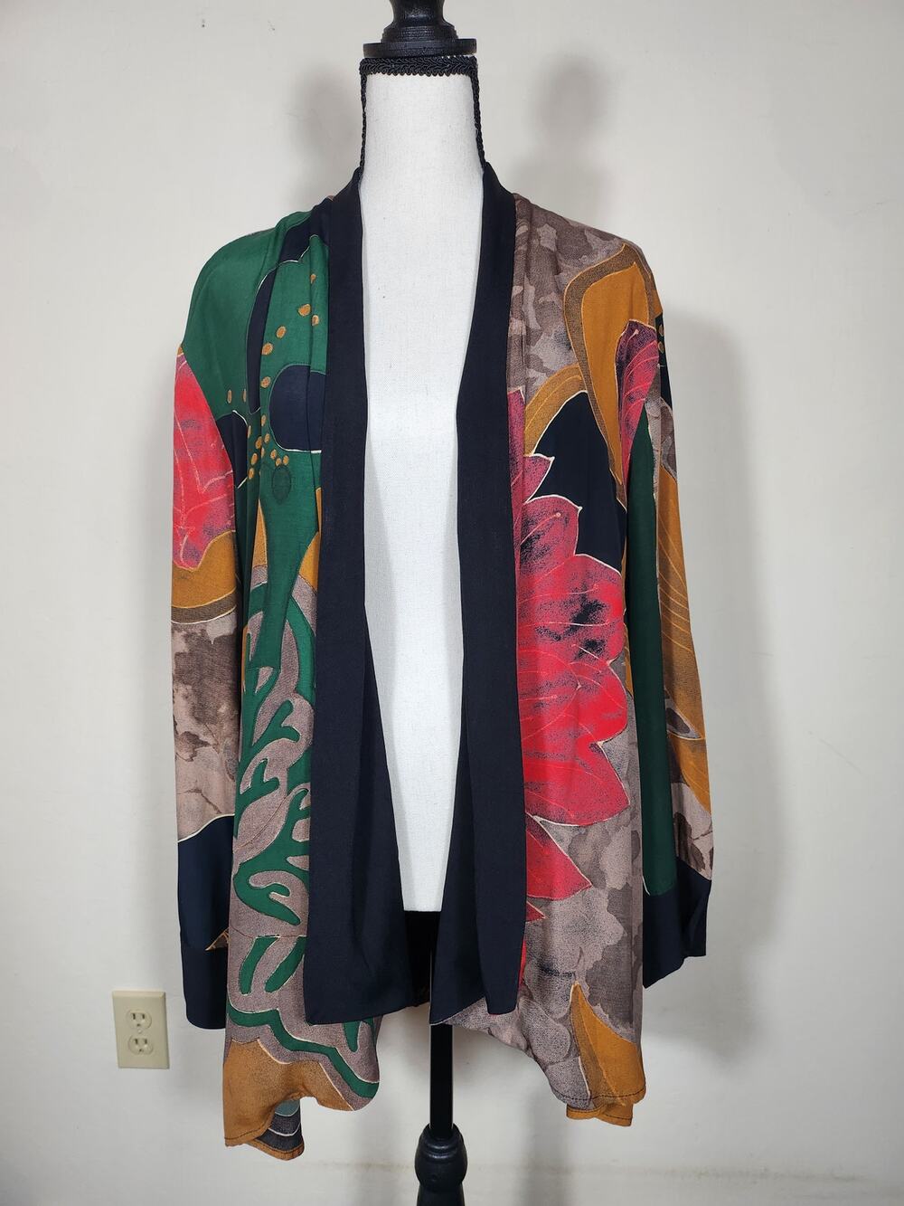 Carole Little Artsy Open Front Kimono Multicolor Jacket Lightweight No Size $42